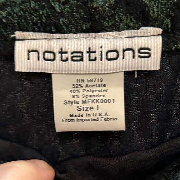 Notations 2 piece skirt outfit green gold felt feel stretchy size Large EUC - Picture 7 of 13